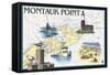 Montauk Point - Nautical Chart-Lantern Press-Framed Stretched Canvas