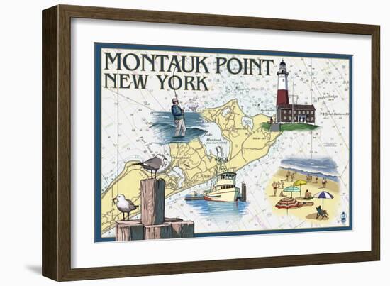 Montauk Point, New York - Nautical Chart-Lantern Press-Framed Art Print