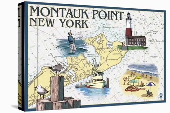 Montauk Point, New York - Nautical Chart-Lantern Press-Stretched Canvas