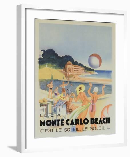 Monte Carlo Beach, 1931-Vintage Poster-Framed Art Print