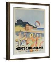 Monte Carlo Beach, 1931-Vintage Poster-Framed Art Print