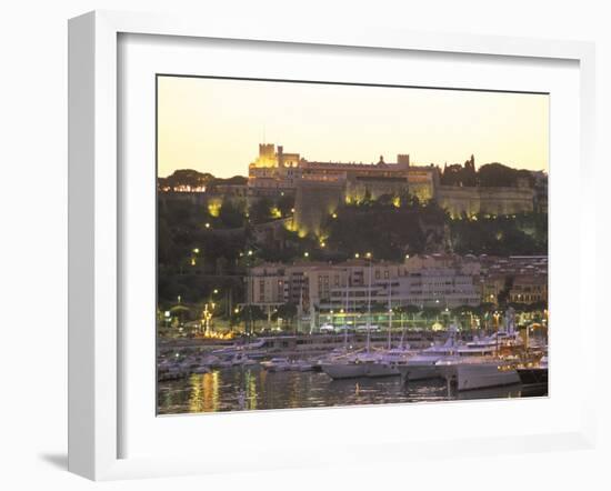 Monte Carlo Harbour and Prince's Palace at Sunset, Monaco, Cote D'Azur, Mediterranean, Europe-Sergio Pitamitz-Framed Photographic Print