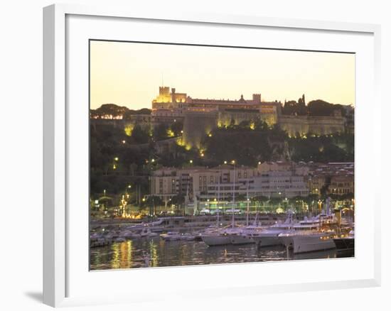 Monte Carlo Harbour and Prince's Palace at Sunset, Monaco, Cote D'Azur, Mediterranean, Europe-Sergio Pitamitz-Framed Photographic Print