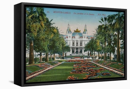 Monte-Carlo. The Gardens and the Casino. Postcard Sent in 1913-French Photographer-Framed Stretched Canvas