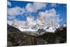 Monte Fitz Roy framed by rocks and trees near Arroyo del Salto in Patagonia, Argentina, South Ameri-Fernando Carniel Machado-Mounted Photographic Print