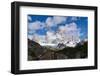 Monte Fitz Roy framed by rocks and trees near Arroyo del Salto in Patagonia, Argentina, South Ameri-Fernando Carniel Machado-Framed Photographic Print