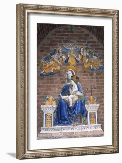 Monte Oliveto Maggiore Abbey, Statue of Madonna and Child Crowned by Two Angels, Tuscany, Italy-null-Framed Giclee Print