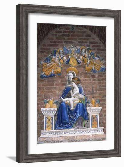 Monte Oliveto Maggiore Abbey, Statue of Madonna and Child Crowned by Two Angels, Tuscany, Italy-null-Framed Giclee Print