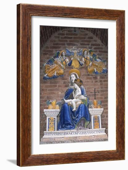 Monte Oliveto Maggiore Abbey, Statue of Madonna and Child Crowned by Two Angels, Tuscany, Italy-null-Framed Giclee Print