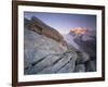 Monte Rosa (4,634M) Viewed from Hohtälligrat, at Sunset, Wallis, Switzerland, September 2008-Popp-Hackner-Framed Photographic Print