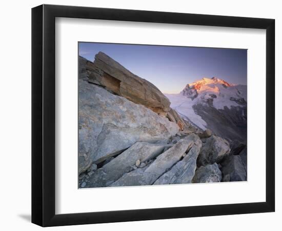 Monte Rosa (4,634M) Viewed from Hohtälligrat, at Sunset, Wallis, Switzerland, September 2008-Popp-Hackner-Framed Photographic Print