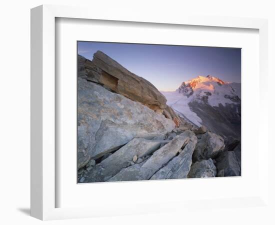 Monte Rosa (4,634M) Viewed from Hohtälligrat, at Sunset, Wallis, Switzerland, September 2008-Popp-Hackner-Framed Photographic Print