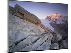 Monte Rosa (4,634M) Viewed from Hohtälligrat, at Sunset, Wallis, Switzerland, September 2008-Popp-Hackner-Mounted Photographic Print