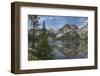 Monte Verita Peak mirrored in still waters of Baron Lake, Sawtooth Mountains Wilderness, Idaho.-Alan Majchrowicz-Framed Photographic Print