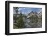 Monte Verita Peak mirrored in still waters of Baron Lake, Sawtooth Mountains Wilderness, Idaho.-Alan Majchrowicz-Framed Photographic Print