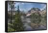 Monte Verita Peak mirrored in still waters of Baron Lake, Sawtooth Mountains Wilderness, Idaho.-Alan Majchrowicz-Framed Stretched Canvas