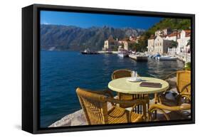 Montenegro, Bay of Kotor, Perast, Waterside Cafe-Alan Copson-Framed Stretched Canvas