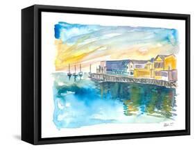 Monterey Bay California Cannery Row Waterfront-M. Bleichner-Framed Stretched Canvas