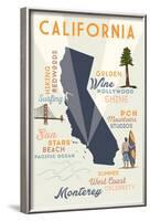 Monterey, California and Icons-Lantern Press-Framed Art Print
