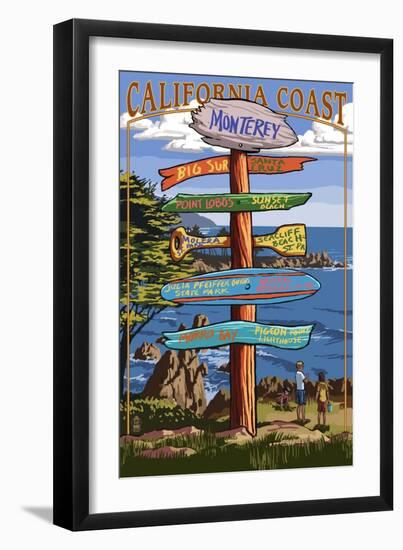 Monterey, California - Destination Sign-Lantern Press-Framed Art Print