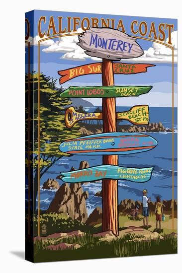 Monterey, California - Destination Sign-Lantern Press-Stretched Canvas