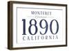 Monterey, California - Established Date (Blue)-Lantern Press-Framed Art Print