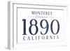 Monterey, California - Established Date (Blue)-Lantern Press-Framed Art Print