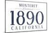 Monterey, California - Established Date (Blue)-Lantern Press-Mounted Art Print