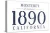 Monterey, California - Established Date (Blue)-Lantern Press-Stretched Canvas