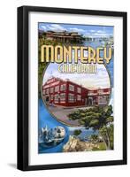 Monterey, California - Montage Scenes-Lantern Press-Framed Art Print