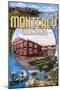 Monterey, California - Montage Scenes-Lantern Press-Mounted Art Print
