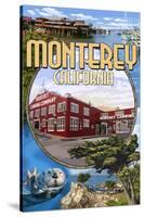 Monterey, California - Montage Scenes-Lantern Press-Stretched Canvas