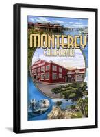 Monterey, California - Montage Scenes-Lantern Press-Framed Art Print