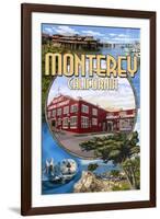 Monterey, California - Montage Scenes-Lantern Press-Framed Art Print