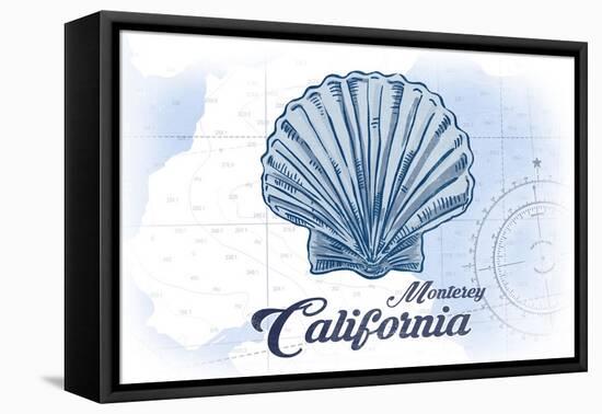 Monterey, California - Scallop Shell - Blue - Coastal Icon-Lantern Press-Framed Stretched Canvas