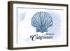 Monterey, California - Scallop Shell - Blue - Coastal Icon-Lantern Press-Framed Art Print