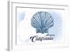 Monterey, California - Scallop Shell - Blue - Coastal Icon-Lantern Press-Framed Art Print