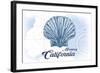 Monterey, California - Scallop Shell - Blue - Coastal Icon-Lantern Press-Framed Art Print