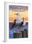 Monterey, California - Sea Gulls-Lantern Press-Framed Art Print