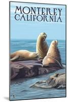 Monterey, California - Sea Lions-Lantern Press-Mounted Art Print