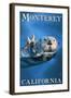 Monterey, California - Sea Otter-Lantern Press-Framed Art Print