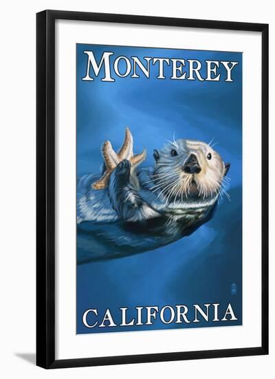 Monterey, California - Sea Otter-Lantern Press-Framed Art Print