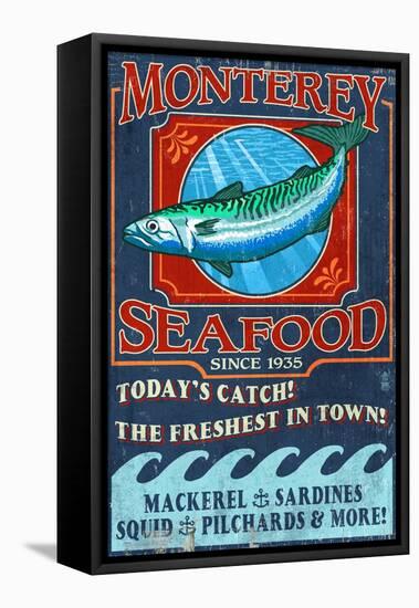 Monterey, California - Seafood-Lantern Press-Framed Stretched Canvas