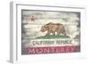 Monterey, California - State Flag - Barnwood Painting-Lantern Press-Framed Art Print