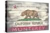 Monterey, California - State Flag - Barnwood Painting-Lantern Press-Stretched Canvas