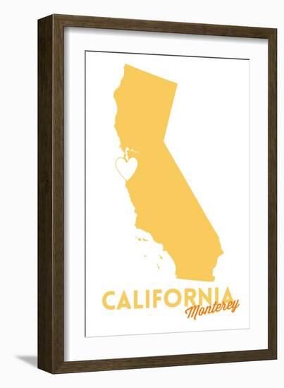 Monterey, California - State Outline and Heart-Lantern Press-Framed Art Print