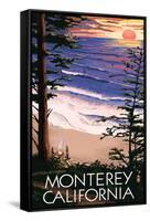 Monterey, California - Sunset and Beach-Lantern Press-Framed Stretched Canvas