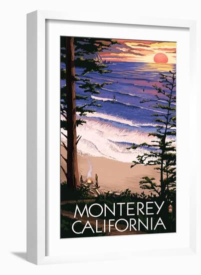 Monterey, California - Sunset and Beach-Lantern Press-Framed Art Print