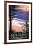 Monterey, California - Sunset and Beach-Lantern Press-Framed Art Print