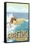 Monterey, California - Surfer Scene-Lantern Press-Framed Stretched Canvas